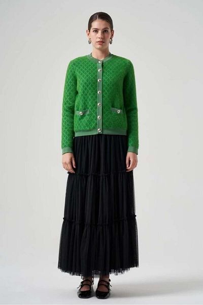 Nuss Cardigan scurt Angora cu model diamantat