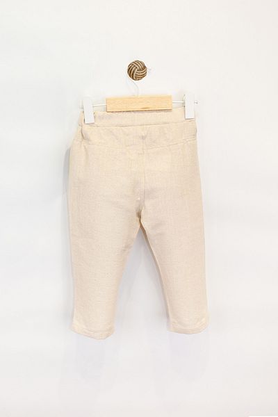 Bombili Natural Fabric Stylish Button Detailed Pocket Elastic Waist Comfortable Boys' Trousers