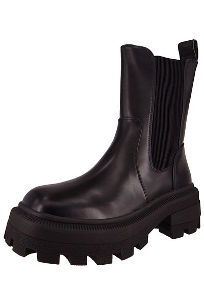 Buffalo Damen Elegante Stiefelette Nabu Chelsea Vegan 1622343 Schwarz Black Kunstleder
