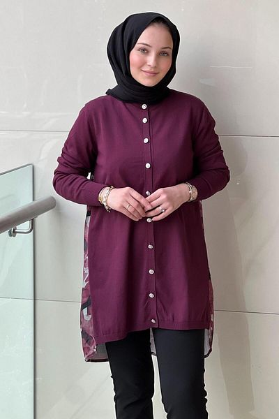 Nuss Cupra Mercerized Cardigan with Pattern on the Back
