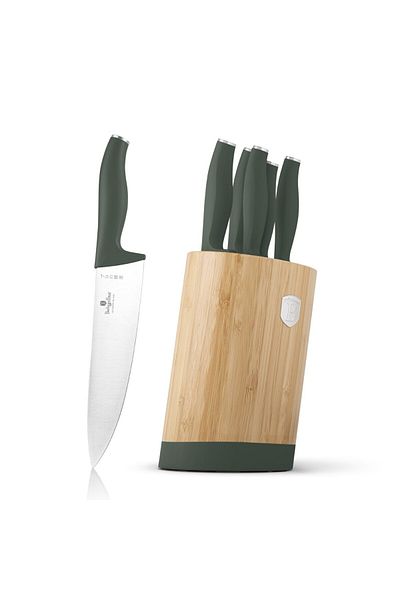 Berlinger Haus 6-piece Knife Set With Bamboo Stand Green Matte Collection Bh 2757