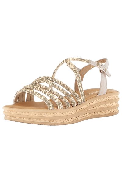 GABOR Damen Sandalen 64.555 Silberfarben 82 Platino/oak Leder