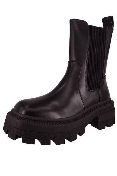 Buffalo Damen Elegante Stiefelette Nabu Chelsea Vegan 1622343 Schwarz Black Kunstleder