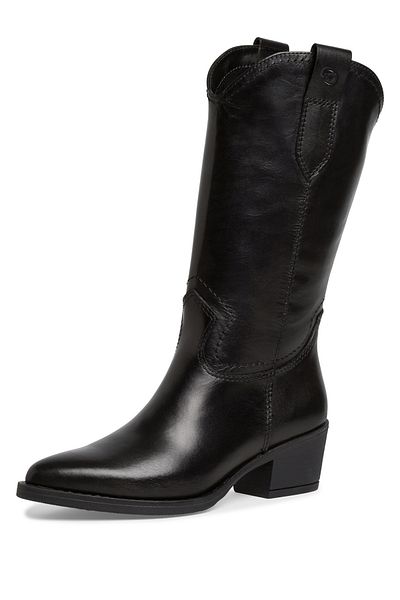 Tamaris Damen Cowboy Stiefel Western 1-25701-41 Schwarz 003 Black Leather Leder Mit Touch-it