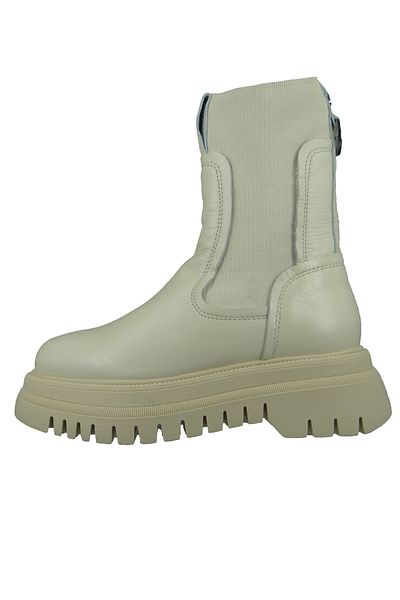 Buffalo Damen Sportliche Stiefelette Shade Sock Chelsea 1170155 Creme Cream Leder Mit Perfect Fit Durch Mem