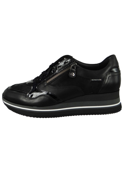 Mephisto Damen Low Sneaker Olimpia Softy P5137969 Schwarz 4200 Black Leder Mit Laufsohle Mit Schockabsorberwe