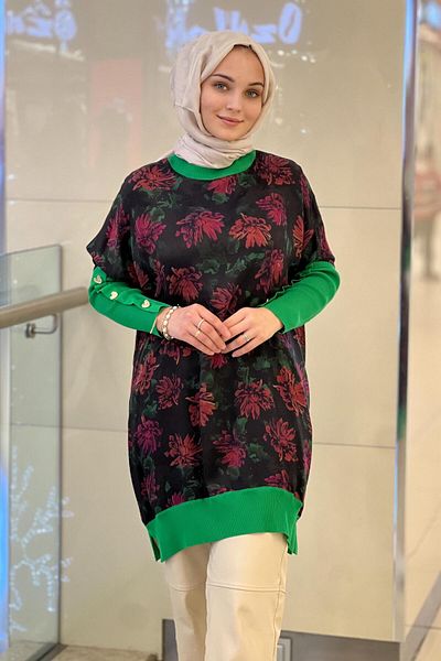 Ghisa Knitwear Sleeve Button Detailed Silk Cupra Tunic