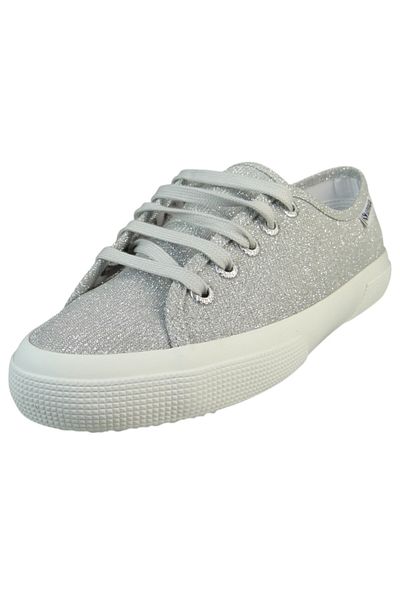 Superga Damen Low Sneaker 3750 Jersey Lame Leggera Low Top S4135zw Silberfarben 031 Grey Silver Textil