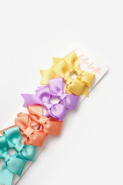 Le Mabelle Multicolored Rainbow 8-Piece Ribbon Bow Clip Buckle Set