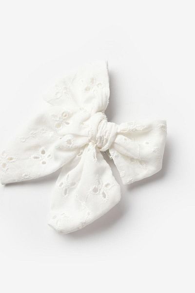 Le Mabelle Cataramă cu clemă pentru fetiță cu fundă scoici albă