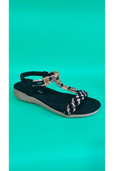 Voyager Women's Beaded Accessory Comfortable Soft Sole Sandals B106