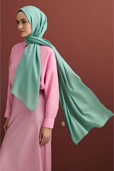 Imannoor 3002 شال حريري قطني مربع الشكل 70x210
