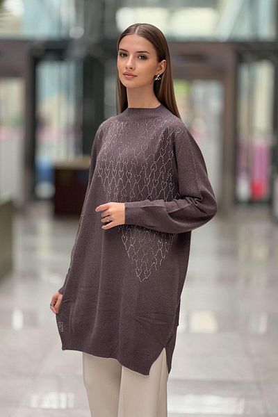 Ghisa Turtleneck Heart Jewelled Knitwear Tunic