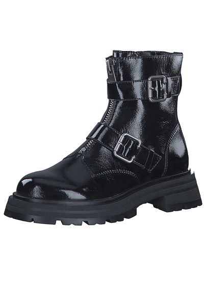 Tamaris Damen Elegante Stiefelette 1-25320-41 Schwarz 018 Black Patent Kunstleder