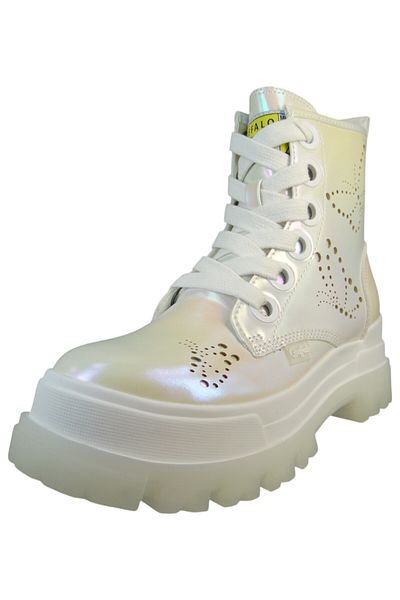 Buffalo Damen Elegante Stiefelette Aspha Rld Butterfly 1622574 Weiß White Mermaid Textil/synthetik