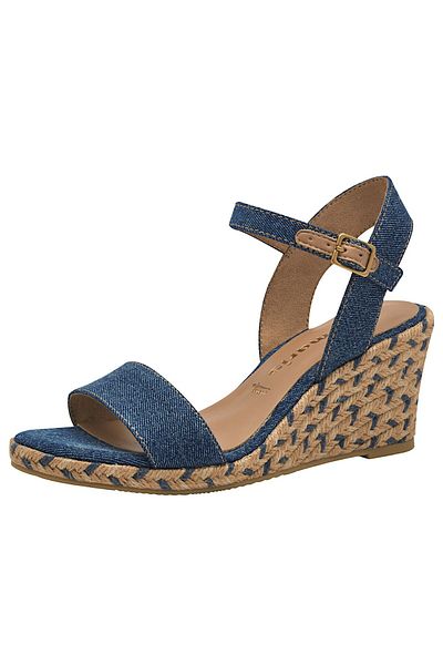 Tamaris Damen Sandalen 1-28300-42 Blau 8a2 Denim Textil Mit Touch-it