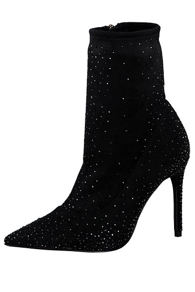 Tamaris Damen Elegante Stiefelette 1-25304-41 Schwarz 043 Black Glam Textil Mit Removable Sock