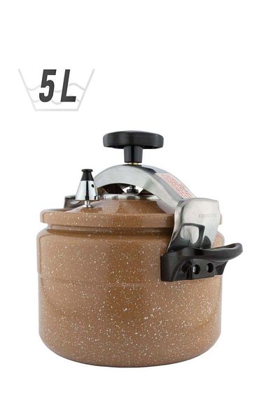 ALSAIF 5Liters Aluminium Granite Pressure Cooker 5 Liter Beige Beige