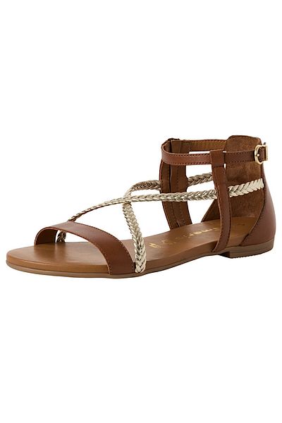 Tamaris Damen Sandalen 1-28138-44 Braun 392 Cognac Comb Leder Und Textil Mit Touch-it