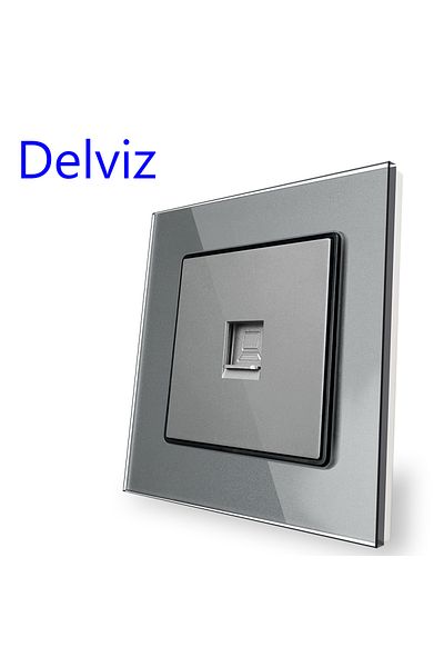 Choice Grey Delviz Computer Cable Wall Socket, High Strength Tempered Glass, Rj45 Module Adapter Panel, Cat