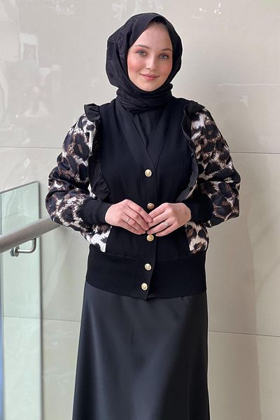 Ghisa Ruffle Leopard Cardigan