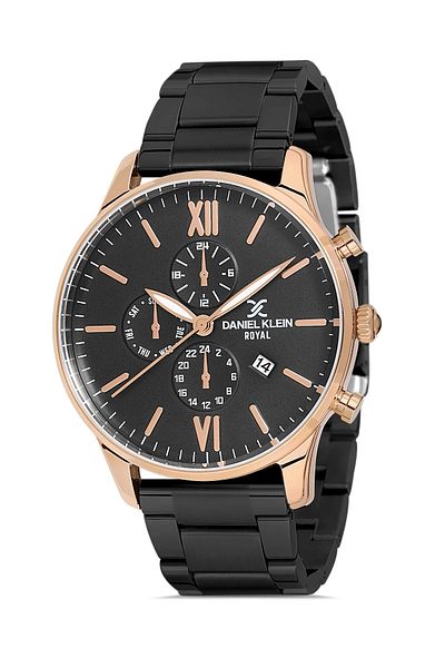 Daniel Klein Men's Wristwatch with Calendar Steel Cord Steel Case Hematite Natural Stone Bracelet Gift Il