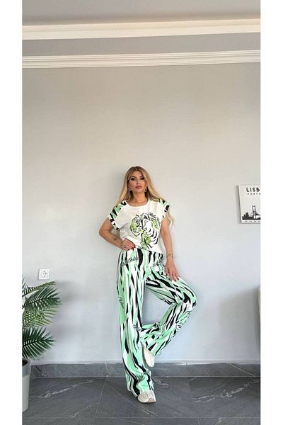 Bella Belluci New Season Zebra Patterned Top and Bottom Set