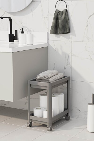 nouray 2 ορόφων Rolling Organizer Απορρυπαντικό Κουζίνα, Ράφι μπάνιου, Ντουλάπα, Πάγκος, Γκρι κάτω από το νεροχύτη