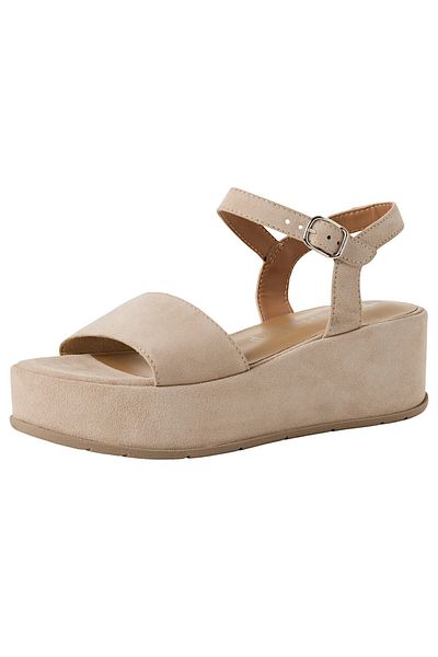 Tamaris Damen Sandalen 1-28020-42 Beige 419 Ivory Suede Leder Mit Touch-it