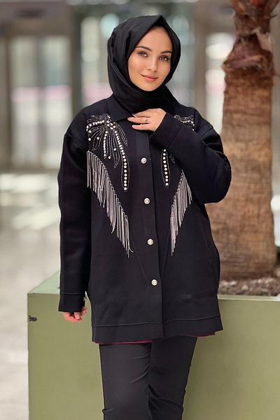 Ghisa Jewelled Chain Tasseled Knitwear Cardigan