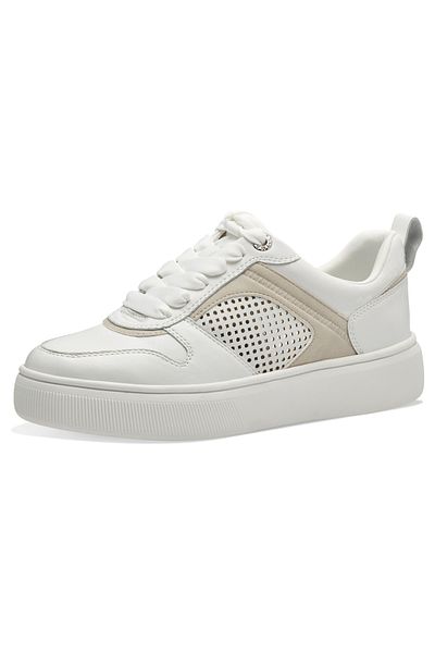 Tamaris Damen Low Sneaker Low Top 1-23735-42 Weiß 197 White Comb Leder Und Lederimitat Mit Removable Sock