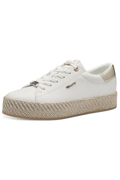 Tamaris Damen Low Sneaker Low Top 1-23713-42 Weiß 190 White/gold Kunstleder