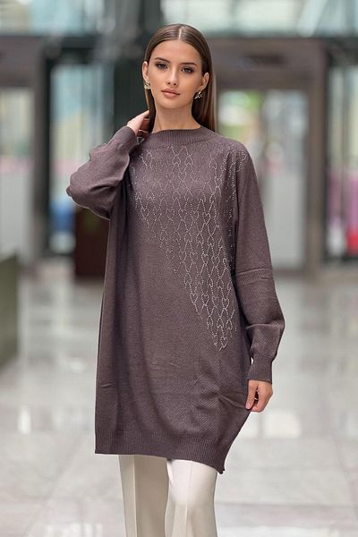 Ghisa Turtleneck Heart Jewelled Knitwear Tunic