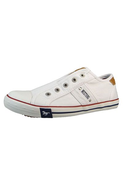 Mustang Damen Low Sneaker Slip On Low Top 1099409 Weiß 1 Weiss Leinen