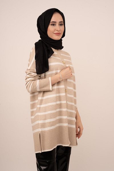 Ghisa 3656-23k Side Line Knitwear Cardigan