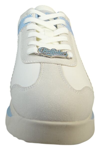 Buffalo Damen Low Sneaker Malibu Low Top 1636452 Weiß Cream Blue White Kunstleder