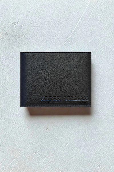 VANİLLA COLLECTİON Δερμάτινο πορτοφόλι με τυπωμένο όνομα 12 καρτών Χωρητικότητα Μεγάλο θήκη μετρητών Εργονομικό οριζόντιο σχέδιο Μαύρο