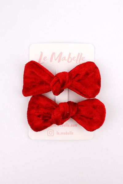 Le Mabelle مشبك مشبك للفتيات باللون الأحمر مكون من قطعتين