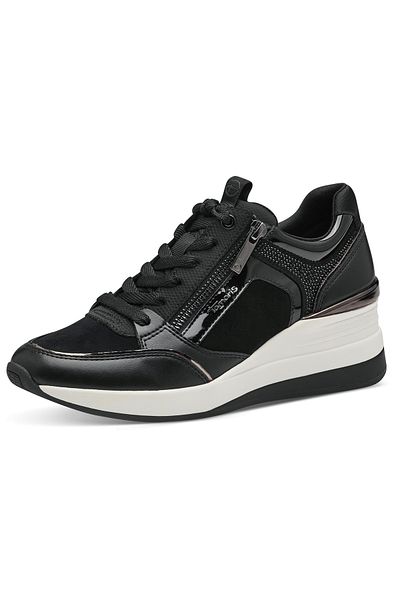 Tamaris Damen Low Sneaker Low Top 1-23703-41 Schwarz 001 Black Lederimitat/ Textil Mit Removable Sock