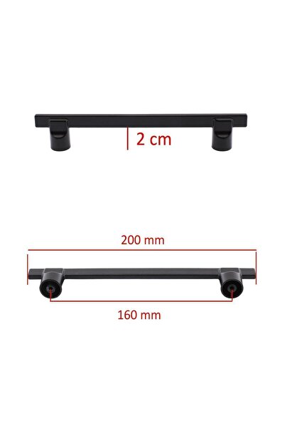 Badem10 Mâner oval 160 mm metal negru pentru mobilier, sertar de bucătărie, dulap, ușă dulap, mâner