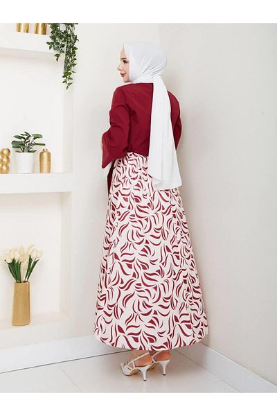 moda periy Women's Summer Seasonal Style Side Tie Tunic Patterned Skirt Suit Hijab Combination