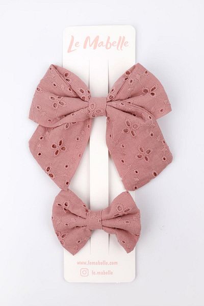 Le Mabelle Dried Rose Buckle Bow Set for Mother and Daughter