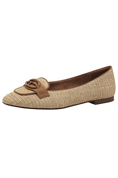 Tamaris Damen Klassische Ballerina 1-22144-44 Braun 318 Nature Leder Und Textil Antislide Absatz