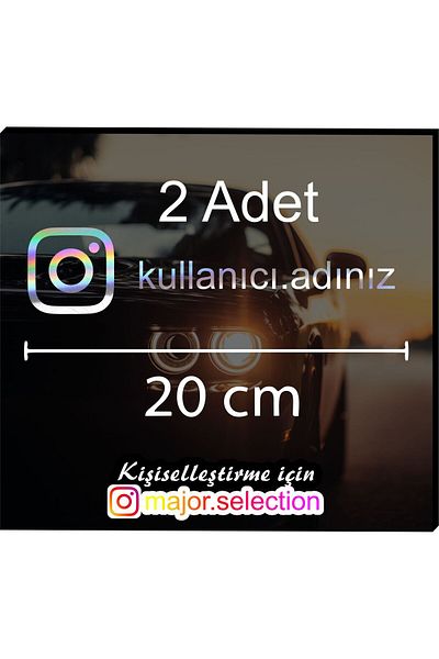 MS Major Selection Autocolant cu logo Instagram cu hologramă 2 bucăți 20 cm autocolant auto-motor