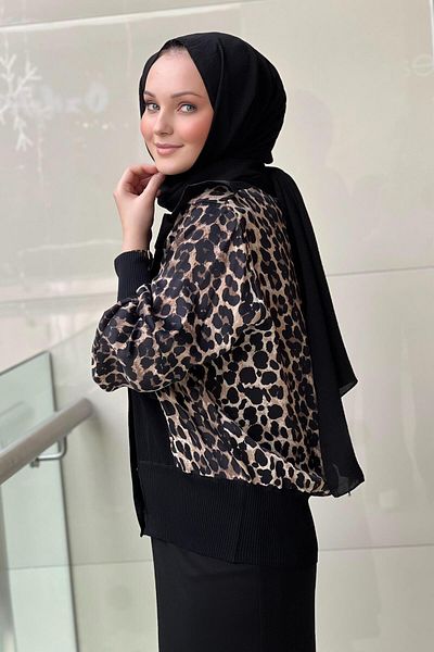 Ghisa Ruffle Leopard Cardigan