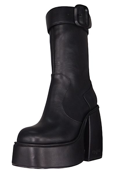Buffalo Damen Elegante Stiefel Heart Bootie Buckle 1220059 Schwarz Black Kunstleder