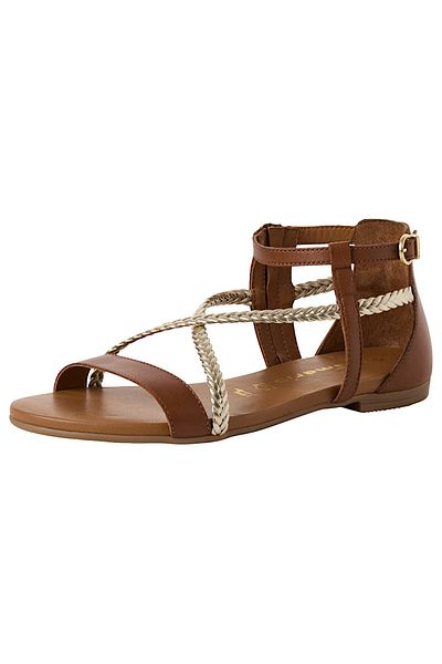Tamaris Damen Sandalen 1-28138-44 Braun 392 Cognac Comb Leder Und Textil Mit Touch-it