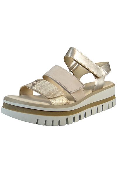 GABOR Damen Komfort Sandalen Snake Keil F-weite 44.620 Grau 34 Rouge Kombi Leder
