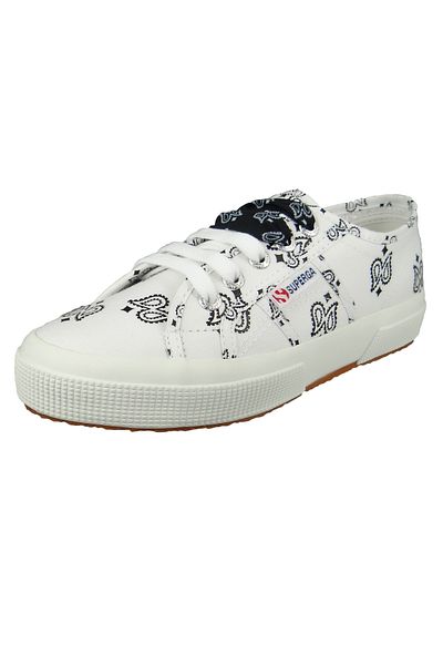 Superga Damen Low Sneaker Cotw Bandanasilk S81144w-2750 Weiß 909 White Black Textil