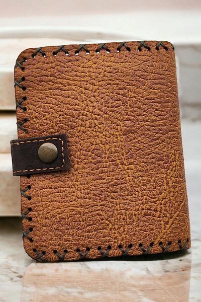Fildişi Aksesuar Handmade Women's Wallet Vegan Leather Mustard Color with Cute Dog Image